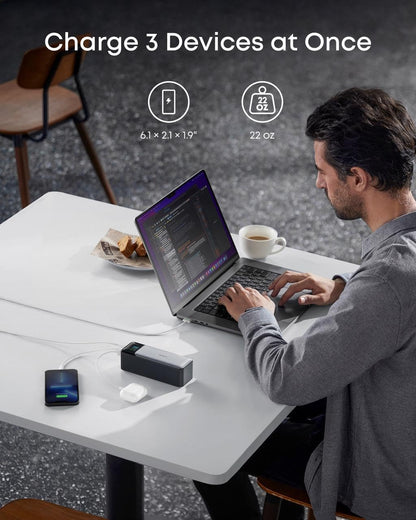 Anker Power Bank, 24,000 mAh 3-Port Portable Charger with 140W Output, Smart Digital Display, Compatible with iPhone 15/15 Plus/15 Pro/15 Pro Max, iPhone 14/13 Series, Samsung, MacBook, Dell, AirPods