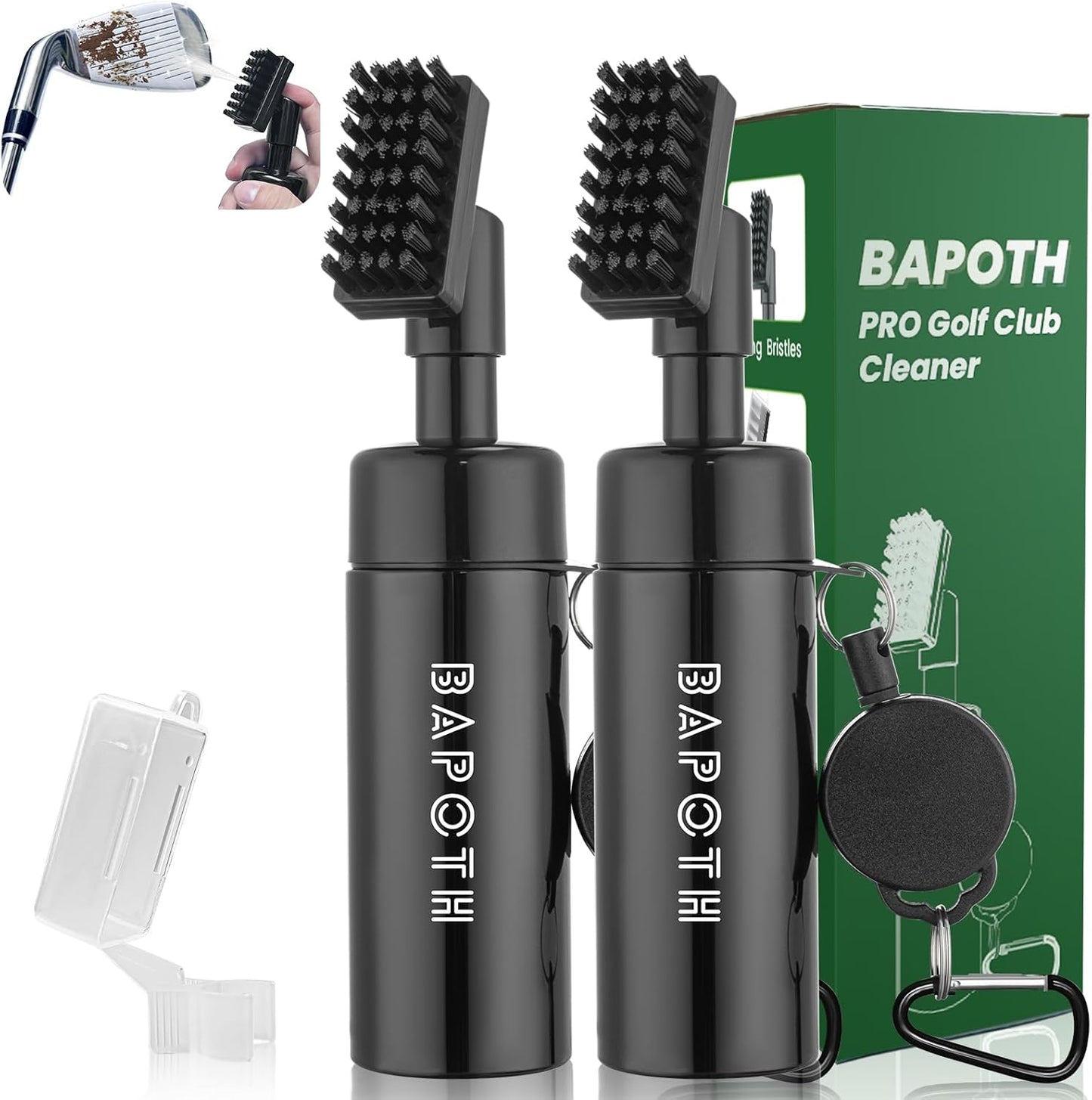 BAPOTH Golf Club Cleaner, Non-Leaking Stretchable Golf Brush with Golf Towel (60 * 40cm), Strong Bristles Brush Can Hold 5 oz Water, Essentials Golf Accessories Gifts for Men Women