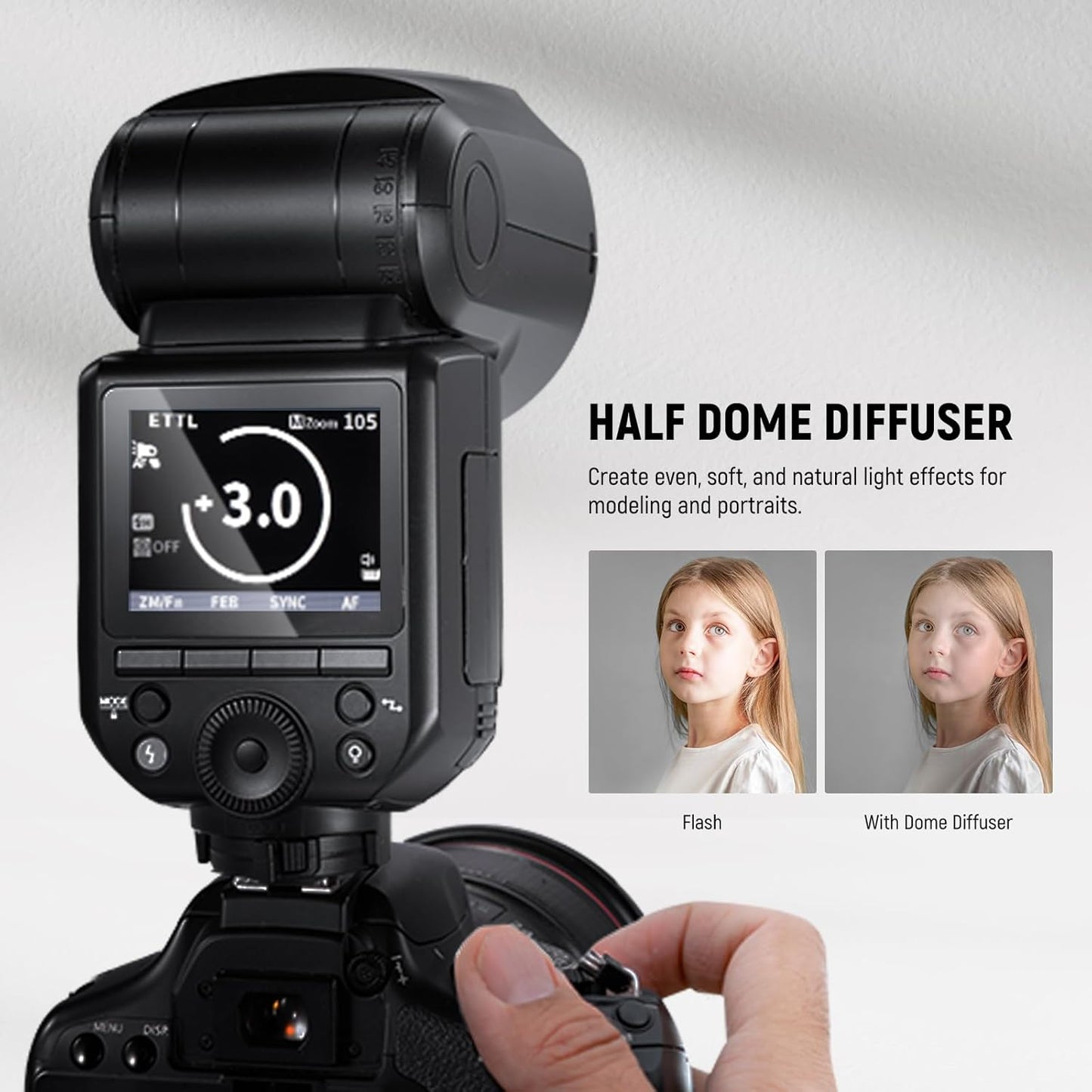 NEEWER Z2-N 2.4G TTL Round Head Flash Speedlite Compatible with Nikon Cameras, 76Ws 1/8000s HSS with Diffuser, 2 Modeling Lamps, Upgraded UI, TTL/M Toggle Key, 3000mAh Battery, 600 Full Power Flash