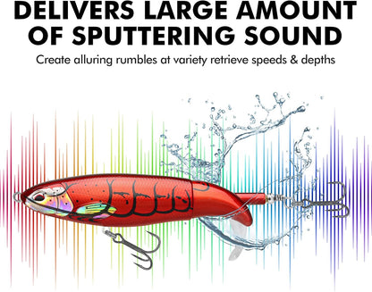 TRUSCEND PoPobait with BKK Hooks, Top Water Plopper Fishing Lures for Bass Walleye Pike Catfish Musky Perch, Floating Lure for Freshwater or Saltwater, Amazing Teasers Fishing Gifts for Family Fishing