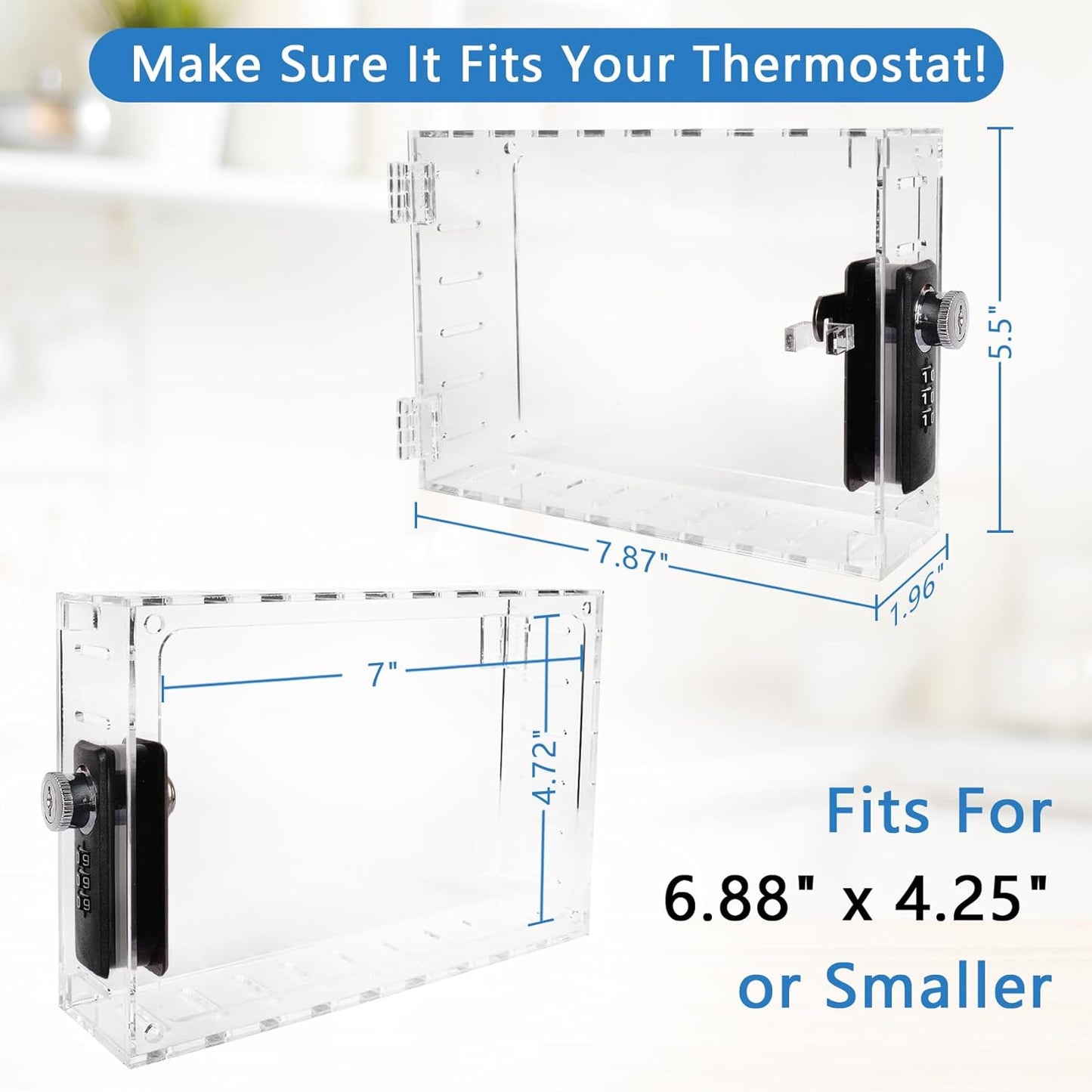 ClarityCraze Universal Thermostat Lock Box, Clear Guard, AC Control, Fits Thermostats Up to 6.88" H x 4.25" W or Smaller