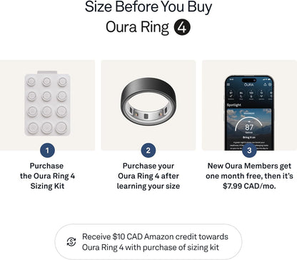 Oura Ring 4 - Gold - Size 9 - Smart Ring - Size First with Oura Ring 4 Sizing Kit - Sleep Tracking Wearable - Heart Rate - Fitness Tracker - Up to 8 Days of Battery Life