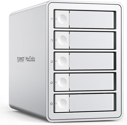 ORICO Daisy-Chain 5 Bay Hard Drive Enclosure USB 3.2 Gen 2 Aluminum Das Enclosure Support 22TB and Expansion Max Up to 330TB for 3.5-inchs HDD -9958C3