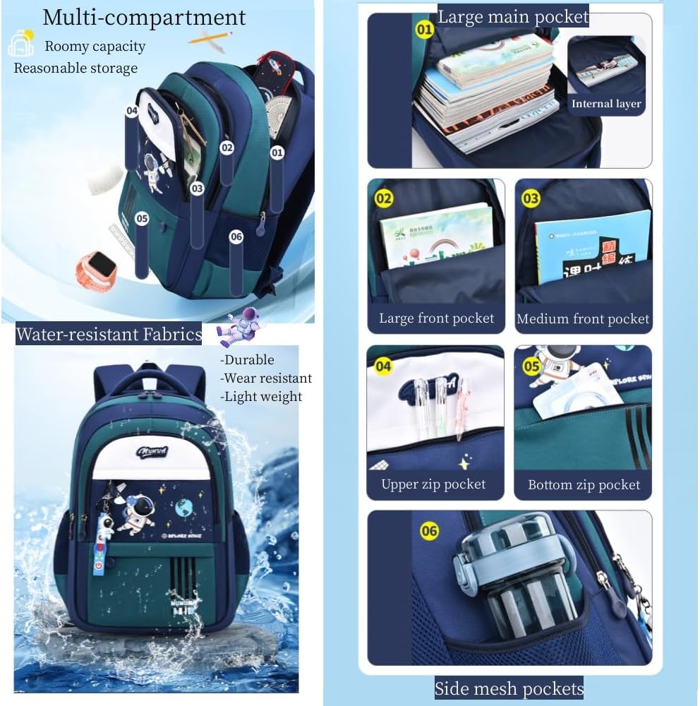 MITOWERMI Astronaut-space Backpack for Boys-Girls Elementary Middle School Bags for Girls Kids Bookbag