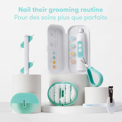 Frida Baby Electric Nail Trimmer, Safe + Easy Electric Nail File Baby Nail Clipper + Nail Trimmer Kit for Newborn, Toddler, or Children's Fingernails/Toenails, 4 Buffer Pads, LED Light, Storage Case