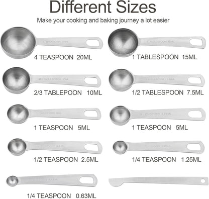 Smithcraft Measuring Cups and Spoons Set 18, Stainless Steel Measuring Cups and Spoons Set, 18/8(304) Steel Heavy Duty 8 Measuring Cups & 9 Measuring Spoons & 1 Stick for Kitchen & Baking Measuring