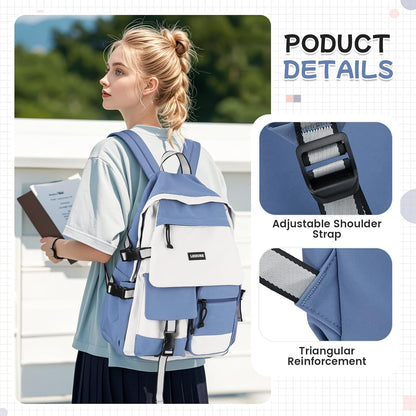 School Backpack for Women Men College High School Bags for Boys Girls Casual Daypack Laptop Backpack Waterproof Black Bookbag Travel Rucksack