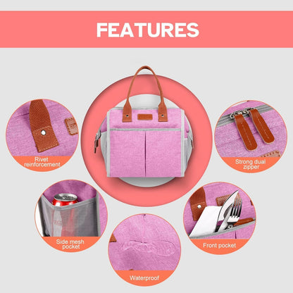 Lunch Bag for Women & Men, Insulated Lunch Box Cooler Tote Bags, Adult Reusable Lunch Boxes with Water Resistant for Work, Travel and Picnic (Grey)