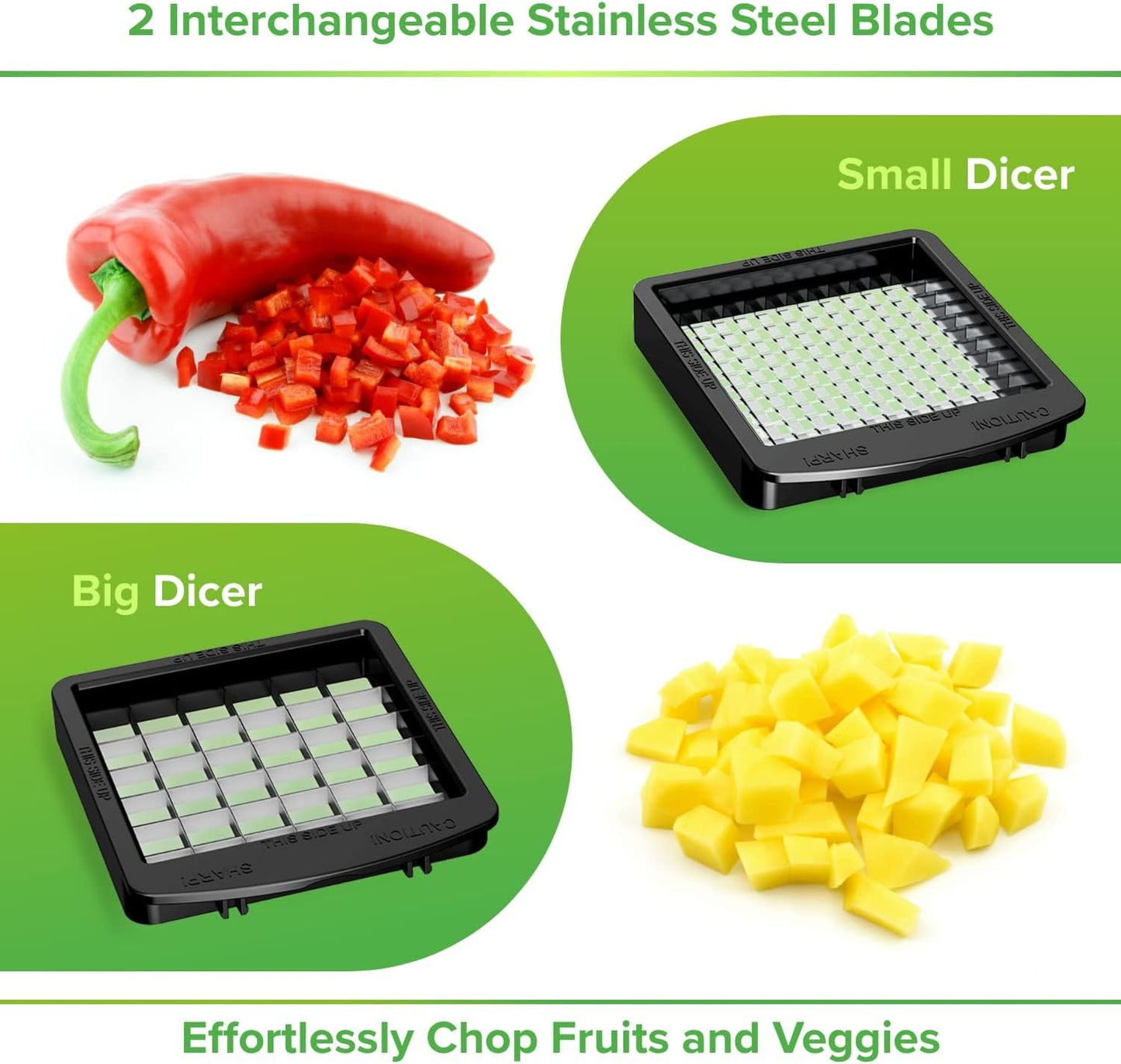 Vegetable Chopper with Container - 2-in-1 Black - Stainless Steel Veggie Chopper Onion Chopper Vegetable Cutter Food Chopper Onion Dicer - Kitchen Tools and Gadgets