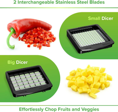 Vegetable Chopper with Container - 2-in-1 Black - Stainless Steel Veggie Chopper Onion Chopper Vegetable Cutter Food Chopper Onion Dicer - Kitchen Tools and Gadgets