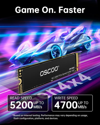 OSCOO 1TB NVMe SSD – M.2 2242 PCIe Gen4x4 Internal Solid State Drive, Up to 5400MB/s Read & 4900MB/s Write, 3D NAND, Compact High-Speed Storage for Ultrabooks, Mini PCs, Embedded Systems - ON1000B