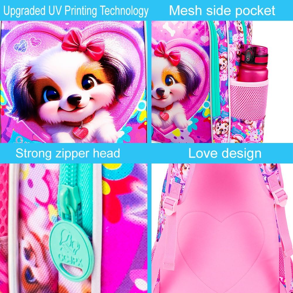3pcs Backpack for Boys and Girls, 16” Kids Kindergarten Bookbag with Lunch Box, Cute Elementary Backpacks for Boy Girl