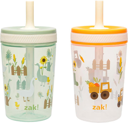 Zak Designs Silly Goose-Harvest Kelso 15oz Leak-Proof Toddler Cups, 2-Pack | BPA Free, Plastic, Sippy Cups, Cup Holder Friendly, Dishwasher Safe, Easy to Clean, For Preschool, Home, Daycare or Travel
