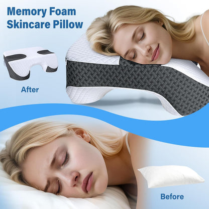 SAHEYER Side Sleeper Pillow with Arm Hole, Memory Foam Shoulder Relief System for Neck Pain, Multi-Angle Armholes Pillow for Many Sleeping Positions, Ergonomic Side Sleeper Support Pillow(White)