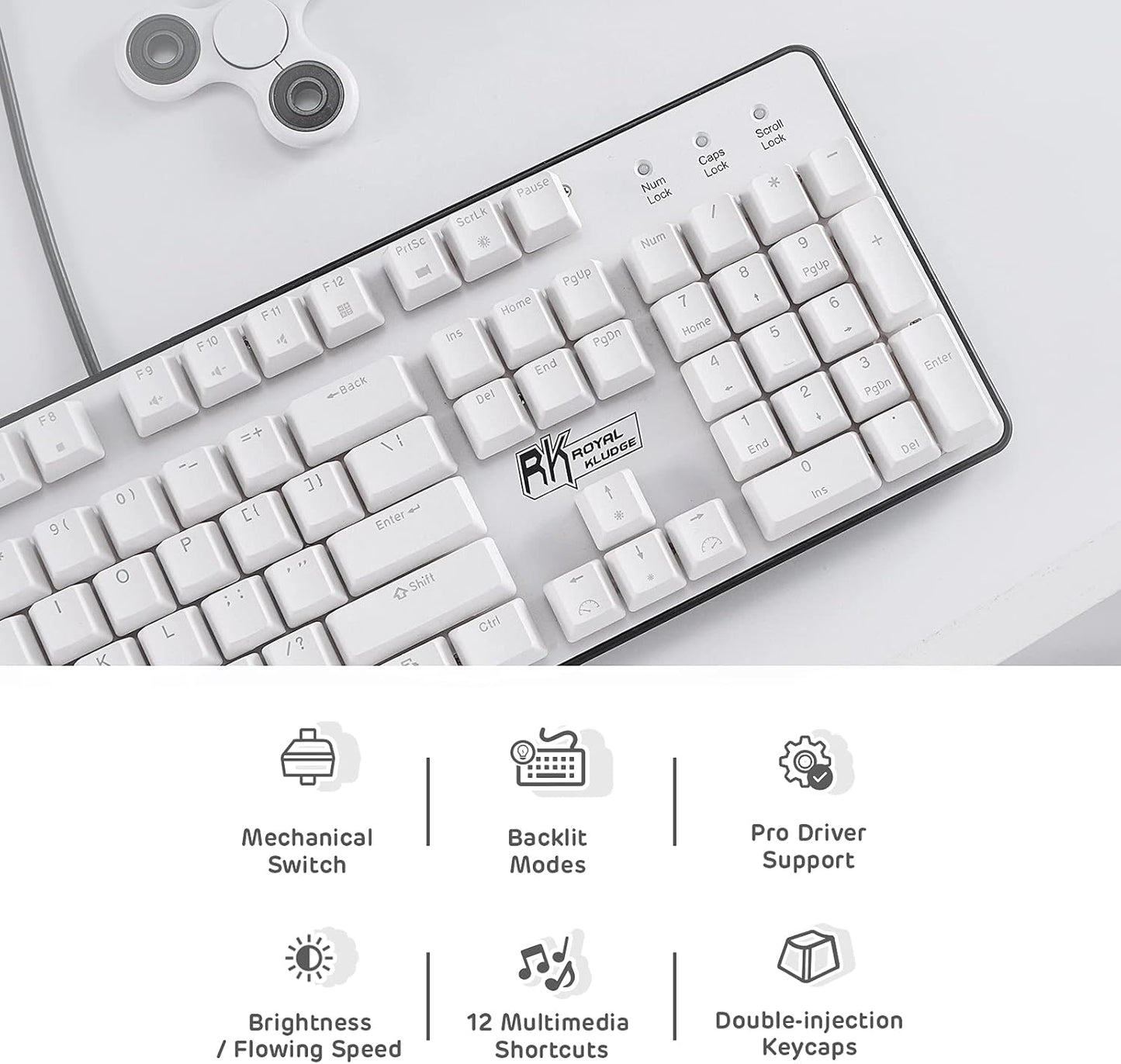 RK ROYAL KLUDGE RK920 Full Size Mechanical Keyboard, Rainbow Backlit Gaming Keyboard, 104 Keys Wired Mechanical Keyboard with Number Pad, Tactile Brown Switch