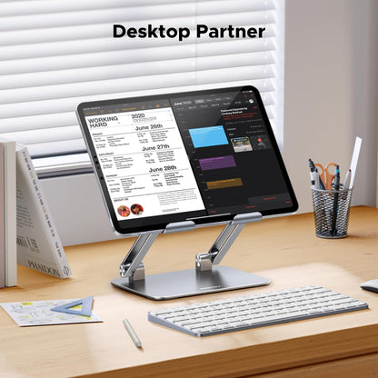 UGREEN Tablet Stand Holder for Desk, Aluminum Desktop Dock Adjustable Foldable Riser Compatible with iPad Pro 12.9, 9.7, 10.5, iPad Air, iPad mini, Surface Pro, Galaxy Tab, Black