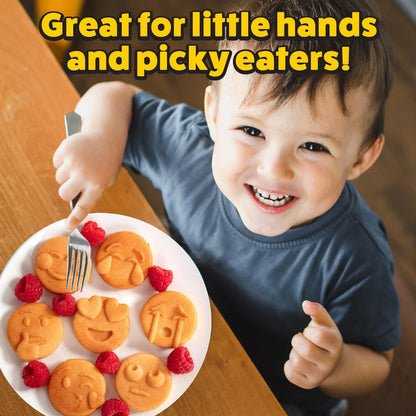 Mini Emojis Waffle Maker - Create 7 Adorable Emoji Waffles or Pancakes with Electric Non Stick Waffler Iron - Featuring a Kiss Face, Heart Eyes, Smile Expressions & More - Fun for Kids