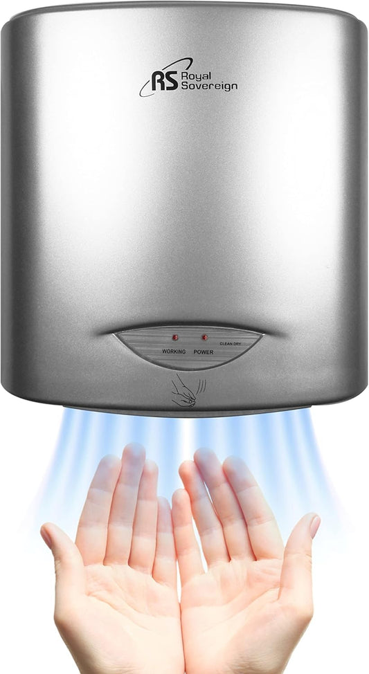 Royal Sovereign Touchless Automatic Hand Dryer, High Efficiency, Dual Plug-in Ready or Hard-Wired Installation Option, Tamper Resistant. (RTHD-421S)