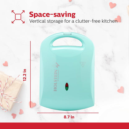 Holstein Housewares - Non-Stick Heart Waffle Maker, Lavender - Makes 4 Heart-Shaped Waffles in Minutes
