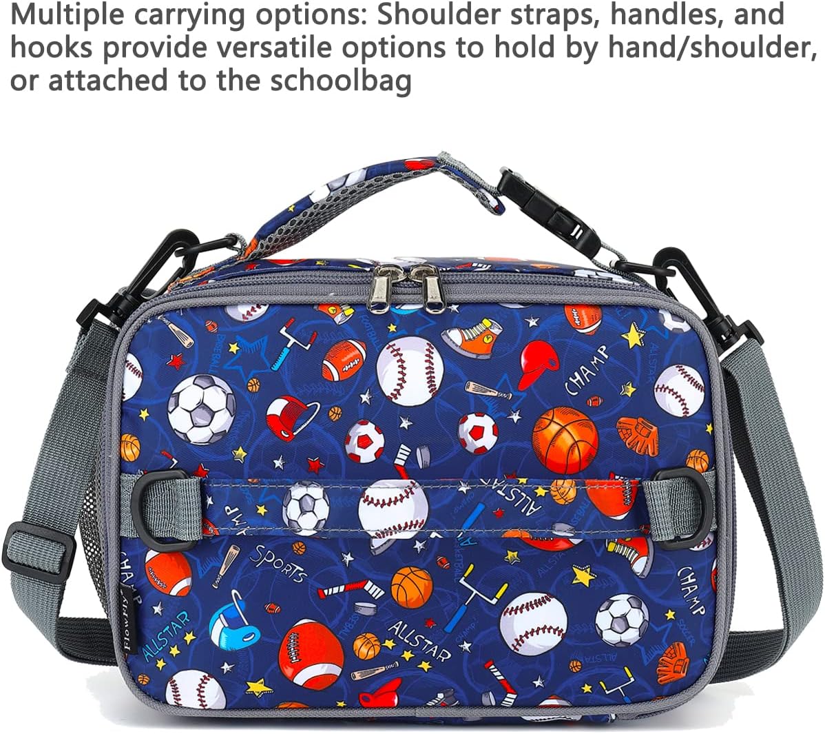 FlowFly Kids Lunch Box Insulated Soft Bag Mini Cooler Back to School Thermal Meal Tote Kit for Girls, Boys, Black