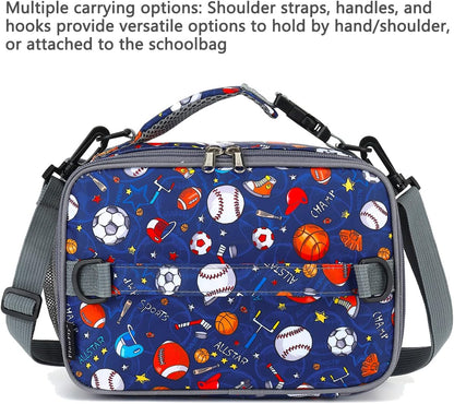FlowFly Kids Lunch Box Insulated Soft Bag Mini Cooler Back to School Thermal Meal Tote Kit for Girls, Boys, Black