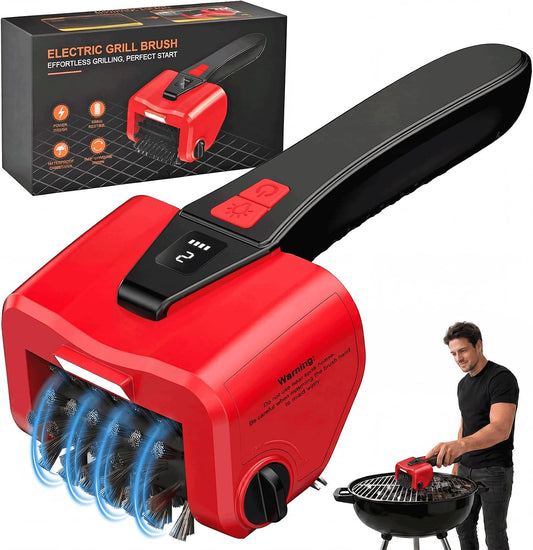 Electric BBQ Grill Brush,800RPM Automatic Grill Cleaner for Outdoor Grill with 2-Speed & 20kg Torque–Last 3.5H, LED Light for Night,No Bristle Drop Safe for Cast Iron Stainless,Gifts for Men Dad