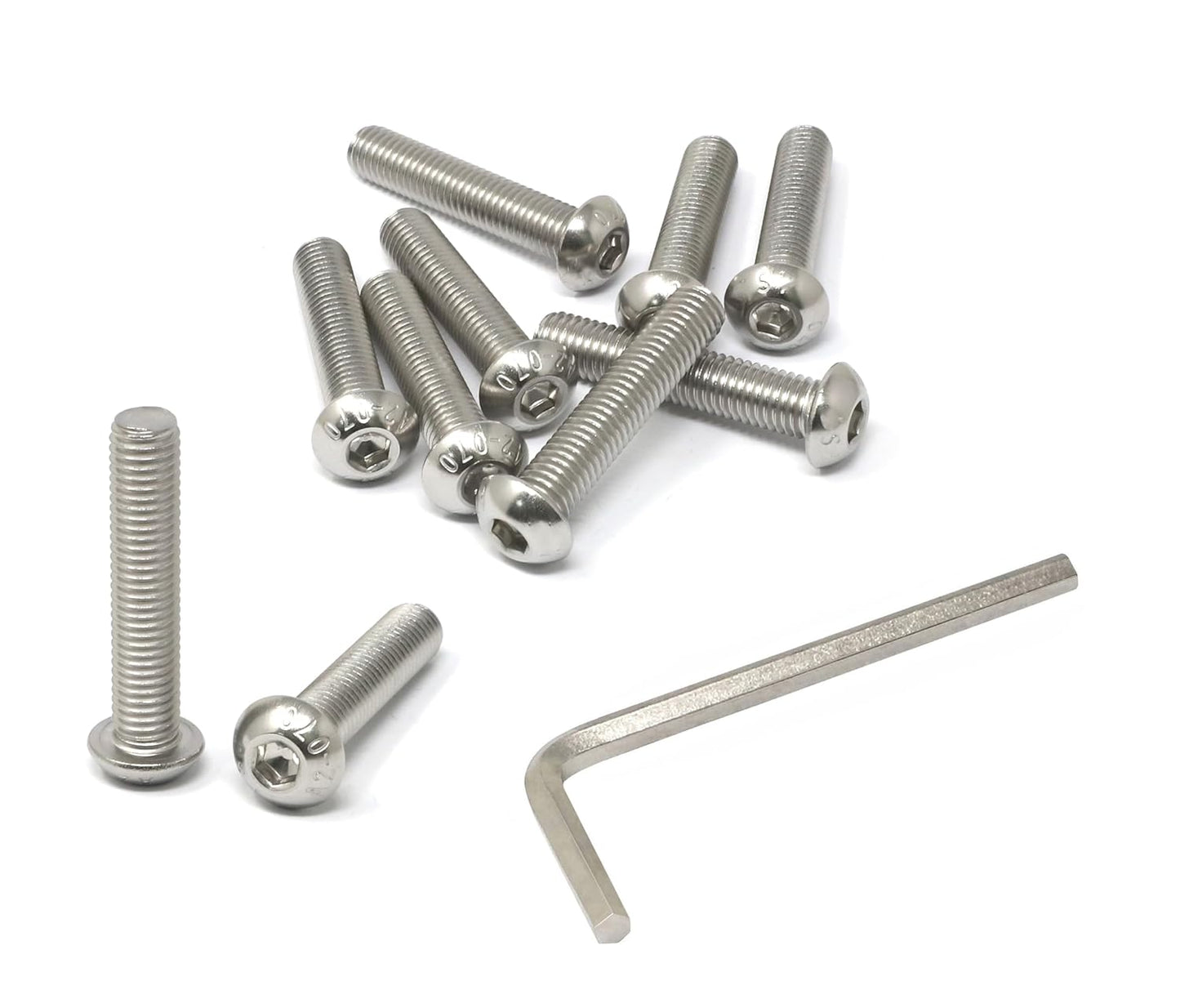 iexcell 50 Pcs M6 x 20mm Thread Pitch 1 mm Stainless Steel 304 Hex Socket Button Head Cap Screws Bolts Kit