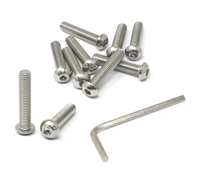 iexcell 50 Pcs M6 x 20mm Thread Pitch 1 mm Stainless Steel 304 Hex Socket Button Head Cap Screws Bolts Kit