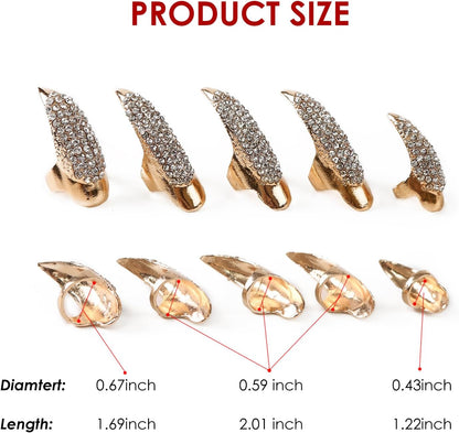10PCS Finger Claws Fake Long Nail Women Halloween Costume Accessories Vampire Cat Wolf Cosplay, 1 Count (Pack of 10), Metal