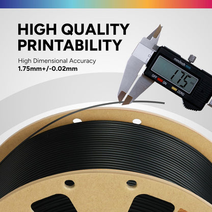 OVERTURE PLA Filament 1.75mm PLA 3D Printer Filament, 1kg Cardboard Spool (2.2lbs), Dimensional Accuracy +/- 0.02mm, Fit Most FDM Printer (Black 1-Pack)