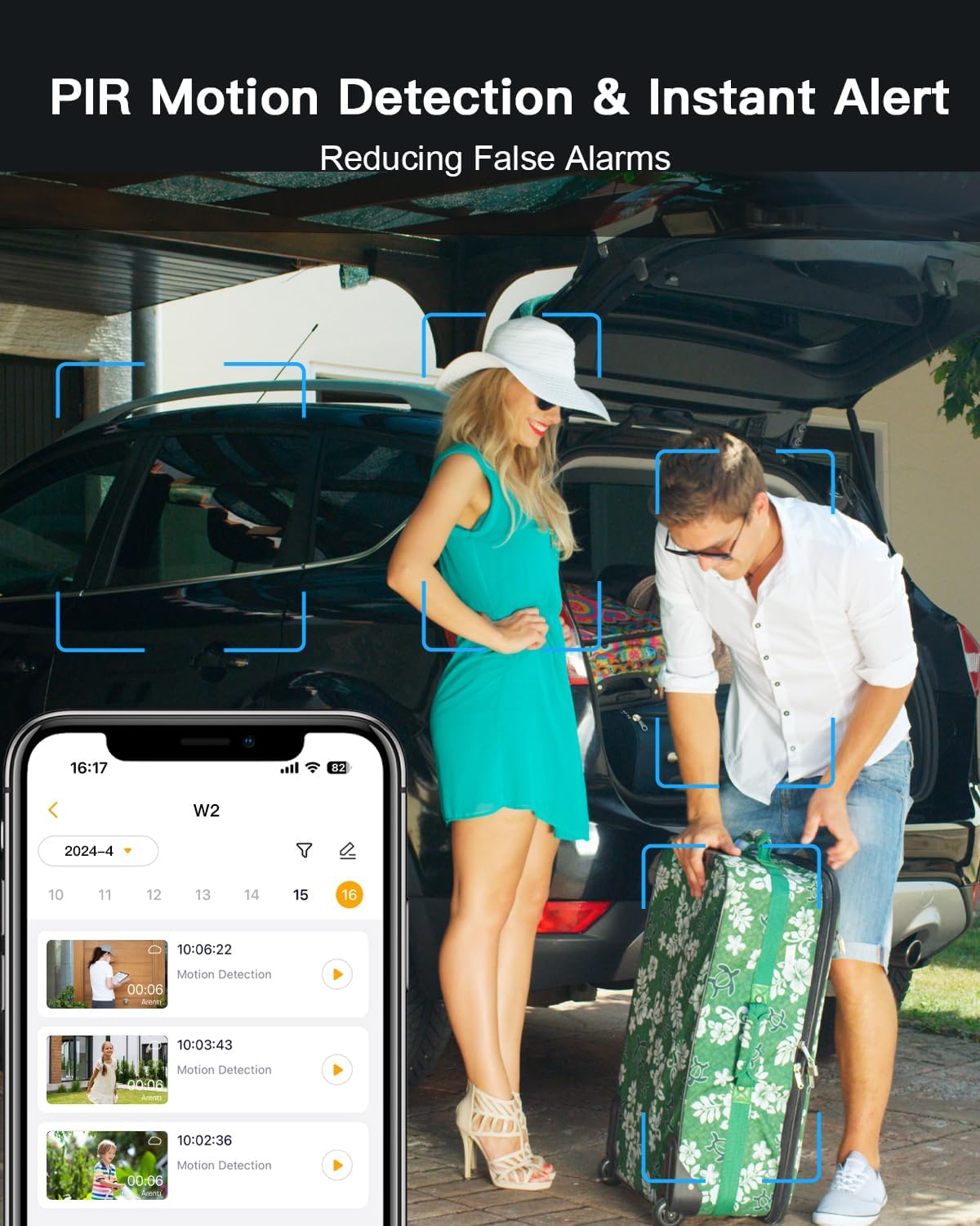 LAXIHUB 2K/3MP Wireless Security Camera Outdoor, Rechargeable Battery Powered, Spotlight/Siren Alarm, IP65 Waterproof, SD/Cloud Storage, 2.4GHz WiFi Only (W2)