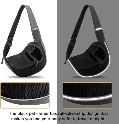 FDJASGY Pet Sling Carrier for Small Dogs Cats,Breathable Mesh Travelling Hand Free Puppy Backpack with Pouch and Adjustable Strap Carrier Grey
