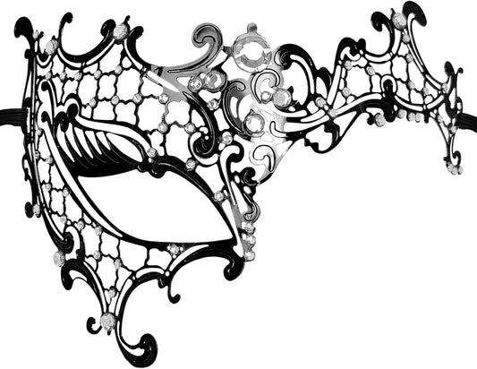 GYGYL Masquerade Mask for Women, Elegant Metal Mask with Sparkling Rhinestones, Adjustable Comfort Fit for Costume Parties, Halloween, Mardi Gras, Venetian Balls