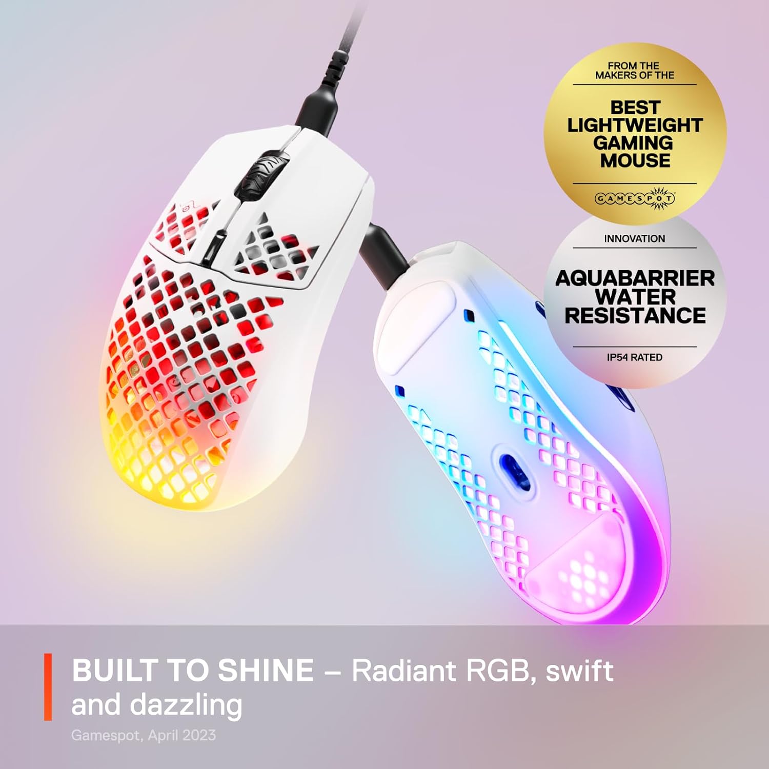 Ultra-Lightweight RGB Gaming Mouse 8500 DPI Optical Sensor Water-Resistant Honeycomb Design - PuriLite