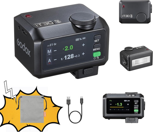 GODOX IT30Pro TTL Mini Camera Flash Light,Full-Color Touchscreen,2.4GHz X System,Built-in Diffuser and Battery (for Canon)
