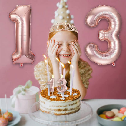 8pcs 40th Birthday Decorations gifts for Women, Including 40th Happy Birthday Cake Topper, Queen Sash with Pearl Pin, Sweet Rhinestone Tiara Crown for Women, Number Candles and Balloons (Rose Gold)