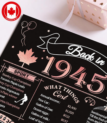50th Birthday Card, Jumbo CANADA 25x20cm Back in 1975, Gilding Happy 50th Birthday Decoration for Woman, Men, Funny 50 Birthday Gifts for Wife, Husband, Him, Her, Mom