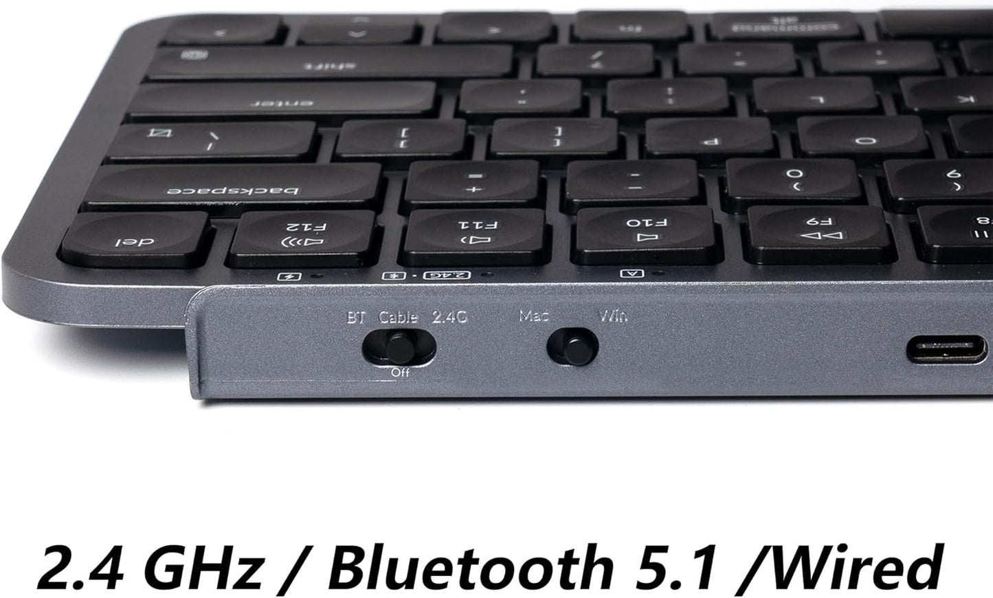 Keychron B6 Pro Quiet Key Full Size Ultra-Slim Wireless Keyboard, ZMK Programmable Bluetooth 5.1/2.4 GHz/Wired with Ultra-Long Battery Life Low Profile for Mac Win Linux System - Space Gray