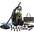 McCulloch MC1375 Canister Steam Cleaner with 20 Accessories, Extra-Long Power Cord, Chemical-Free Cleaning for Most Floors, Counters, Appliances, Windows, Autos, and More, 1-(Pack), Black