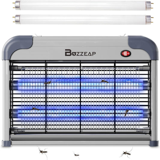 Buzzeap Electronic Indoor Mosquito Killer, Indoor Insect Killer, Fly Killer, Bug Zapper, 2800V Powerful Electric Mosquito Killer - 2 Pieces Extra Replacement Bulbs, Durable Fly Trap