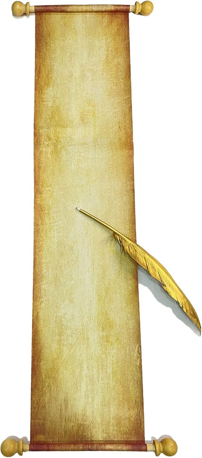MiraShine Blank Scroll Paper with Wood Rods 8.25 X 36 Inch for Writing, Weding vows, Invitation, Props, Cosplay, Renaissance Festivals, Naughty or Nice List