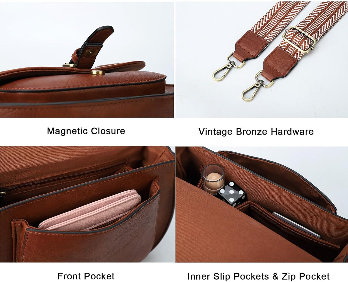 Crossbody Bags for Women Small Over the Shoulder Saddle Purses and Boho Cross body Handbags,Vegan Leather