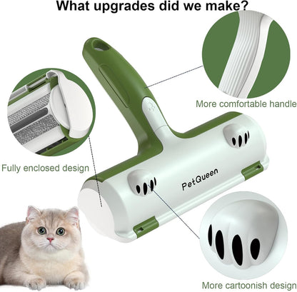 Pet Hair Remover Roller, Reusable Dog Cat Hair Removal Brush, Self Clean Lint Roller Pet Fur from Carpet, Furniture, Rugs, Bedding, Sofa-Green and White
