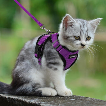 rabbitgoo Cat Harness and Leash for Walking, Escape Proof Soft Adjustable Vest Harnesses for Small Medium Cats, Easy Control Breathable Reflective Strips Jacket, XS, Black