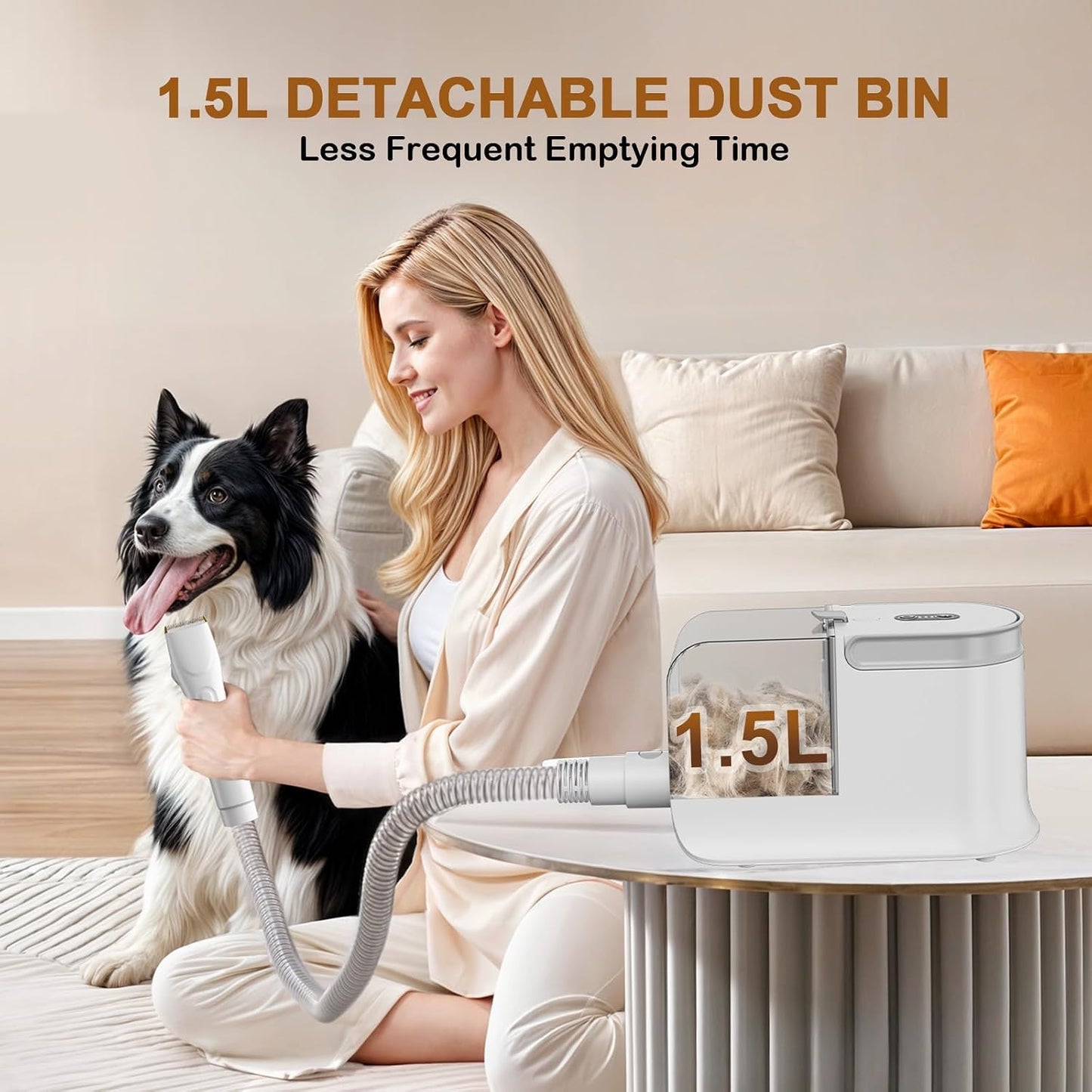 Dog Grooming Vacuum, Dog Grooming Kit, 3 Suction Modes Dog Brush Vacuum with 5 Pet Grooming Tools (Wheaten)