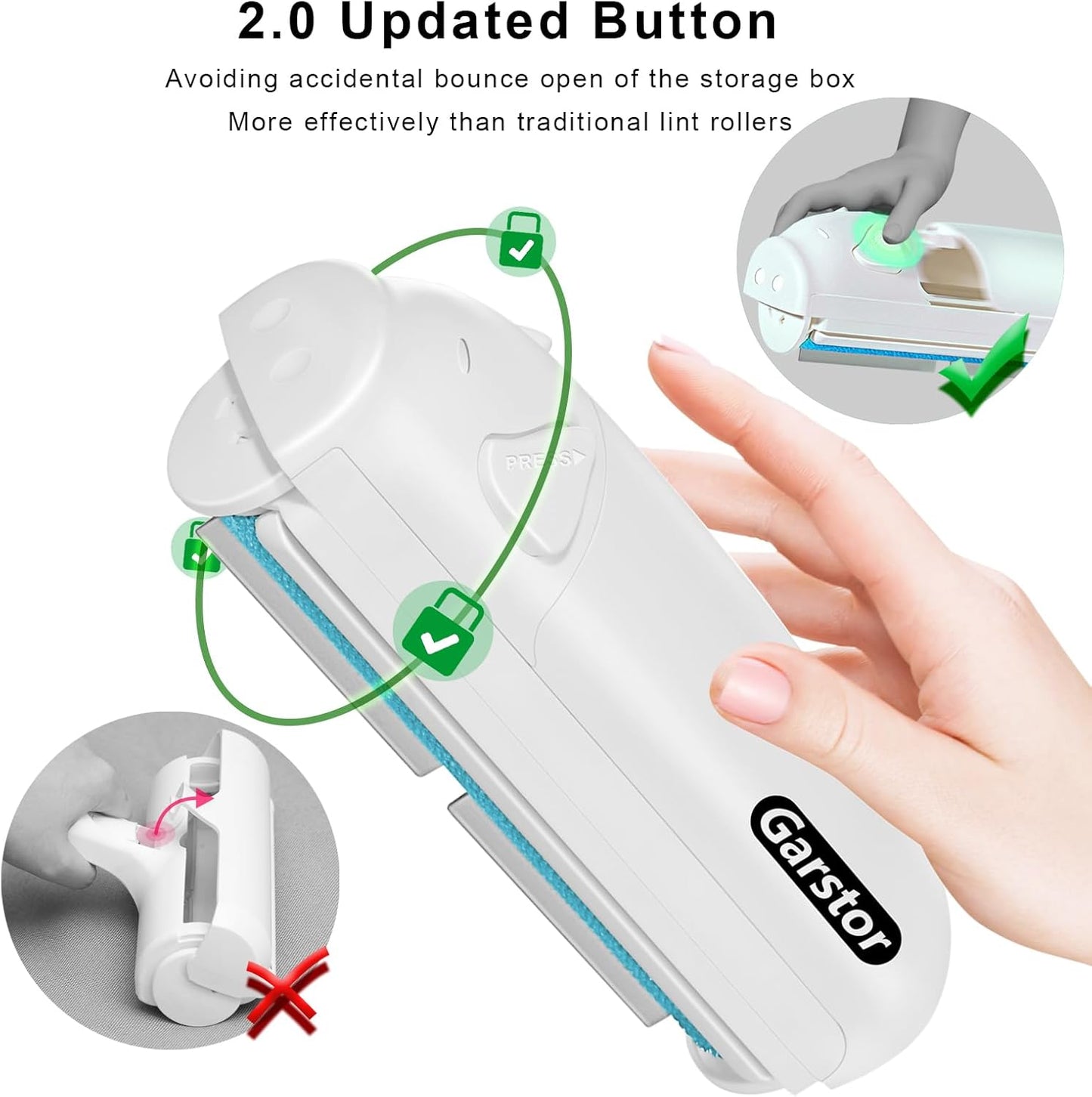 Garstor Pet Hair Remover Roller, Reusable Lint Roller for Pet Hair, Cat Dog Hair Remover for Furniture, Sofa, Carpet, Bedding, Self Clean Lint Roller-Blue