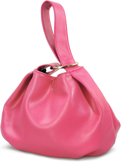 Women's Clutch Soft Vegan Leather Hobo Top Handle Bag Small Tote Purse