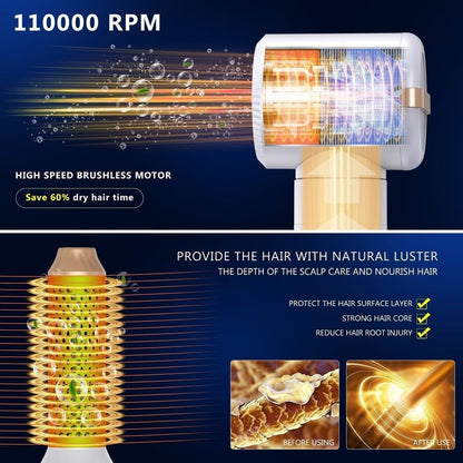 Heeucnon 7 in 1 Multifunctional Styler Curler Automatic Curling Hair Dryer 1400W Powerful Hair Straightener Set US Plug