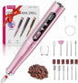 Cordless Electric Nail Drill 35000 RPM, Professional Portable Nail File for Acrylic Nails & Gel Polish Removal, Low Vibration & Heat E-file with 11 Drill Bits, Salon-Quality Manicure Pedicure Kit (Rose Pink）