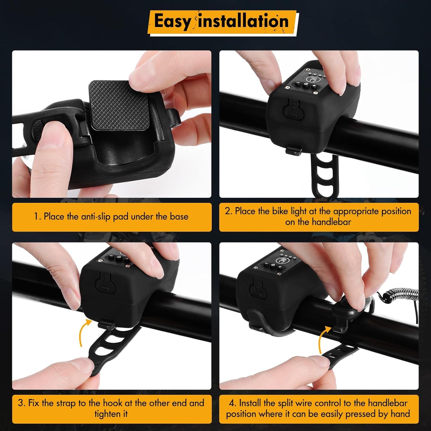 Welltop Bike Horn, 2 in 1 Electric Bike Horn Bike Light, 110 dB Bicycle Horn with 4 Light Modes & 6 Sound Modes, IPX5 Waterproof & USB Rechargeable Bike Lights for Night Riding for Adults & Kids